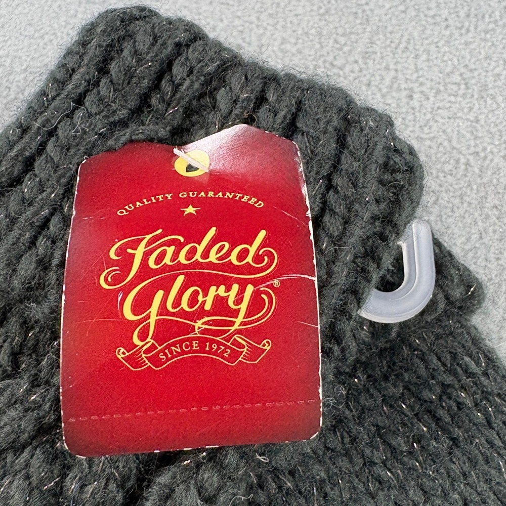 Faded Glory Women Black Soot Cable Knit Shimmer Gloves FG173320 One Size NWT - Picture 5 of 5